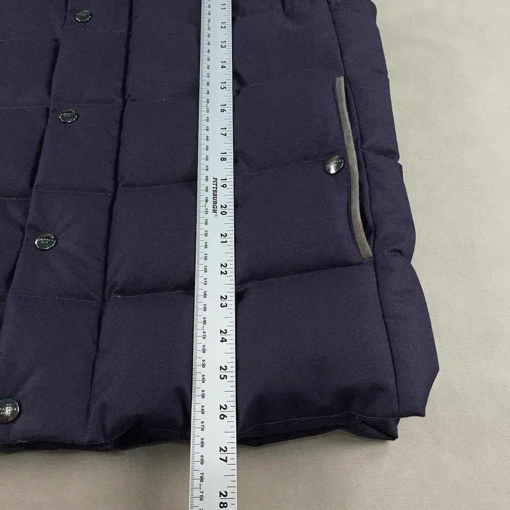 Men's Luxury Canali Wool Quilted Vest Rain Protection Goose Down Padded Size 54